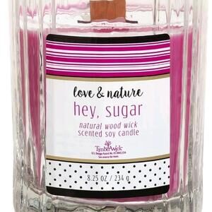 Love & Nature "Hey, Sugar" VEGAN, SOY, WOOD WICK Candle 8.25 Oz, SEALED Hot Pink